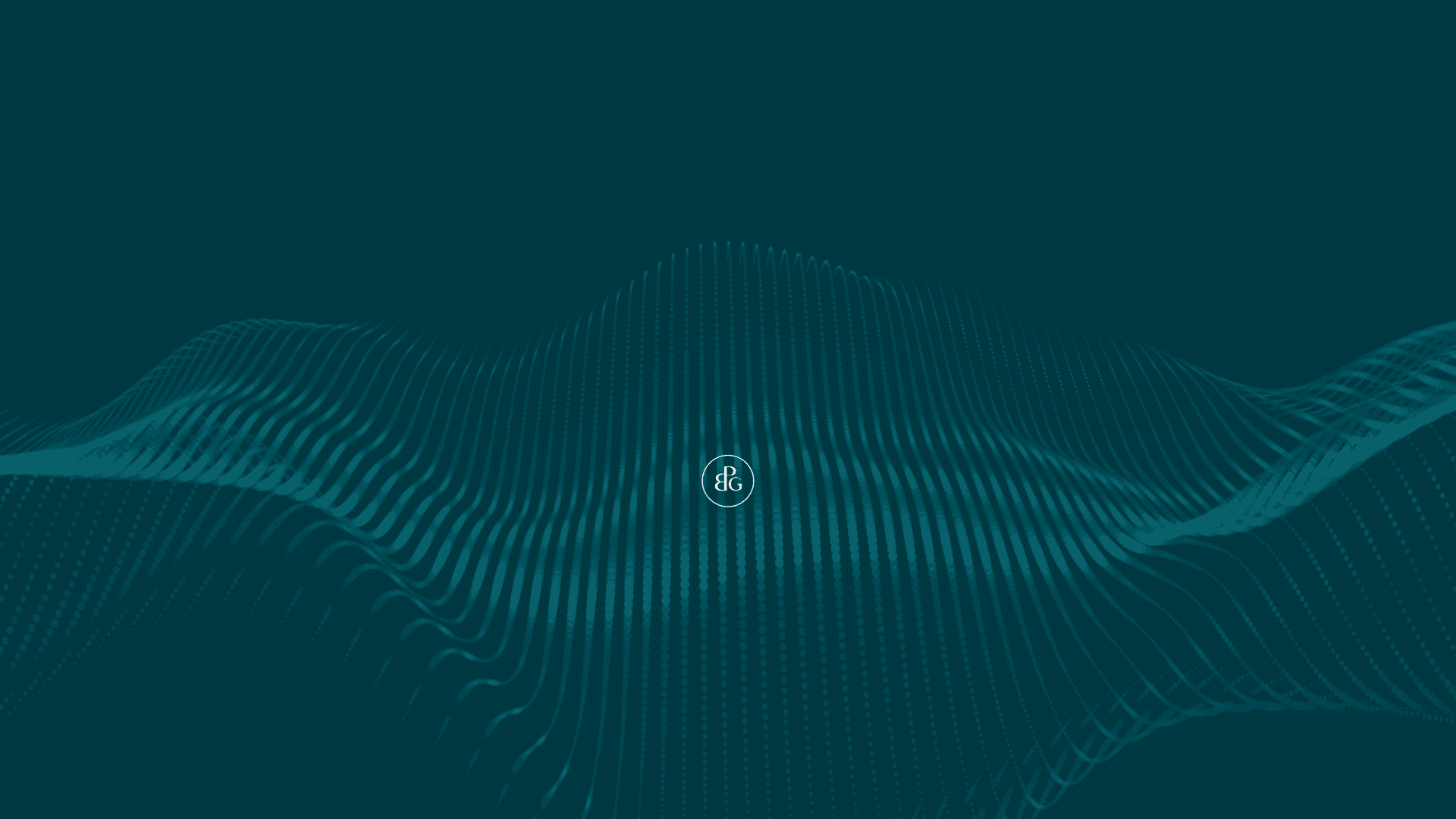 A view of a BasiPoint logo within a graphic wave representing a website for a private equity firm.